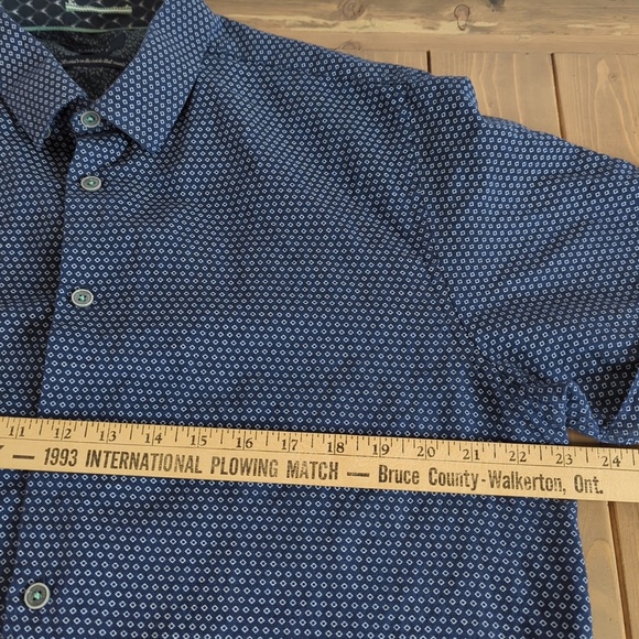 Ted Baker Navy Blue Linen Blend Short Sleeve Shirt XXL - Picture 8 of 13